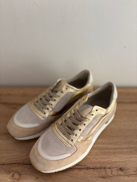 ELECTRA MIX CUIR VELOUR BEIGE/PLATINE