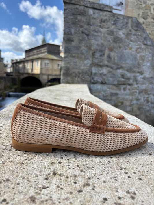 FLORINE CUIR VELOURS PERFO BEIGE/CHAMOIS