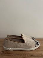 Chausson en laine beige léopard