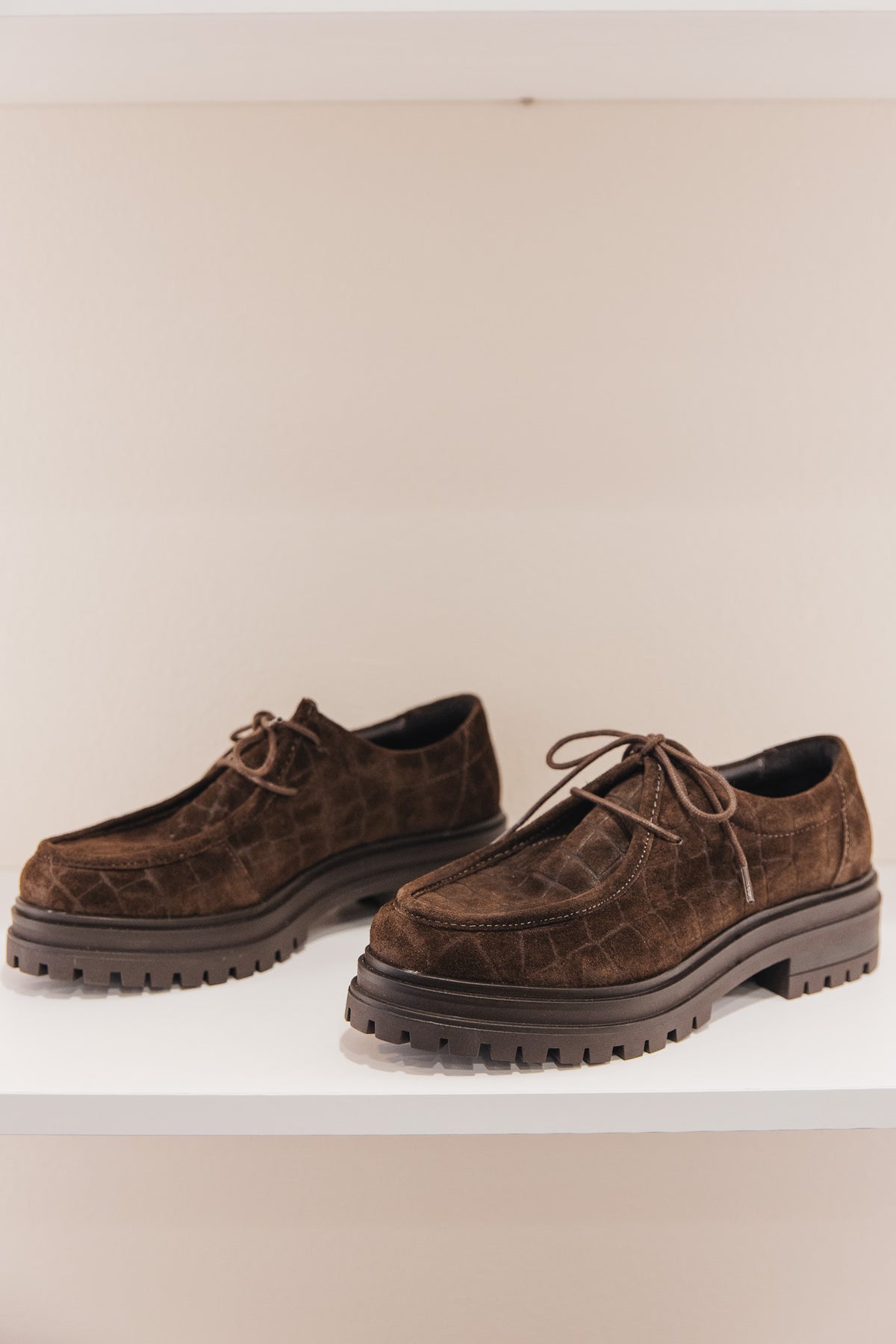 Sasha cuir velours croco marron