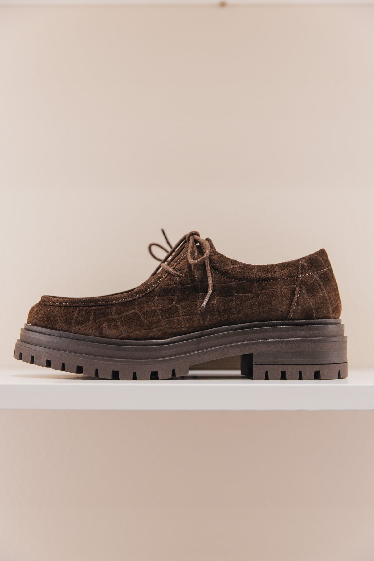 Sasha cuir velours croco marron