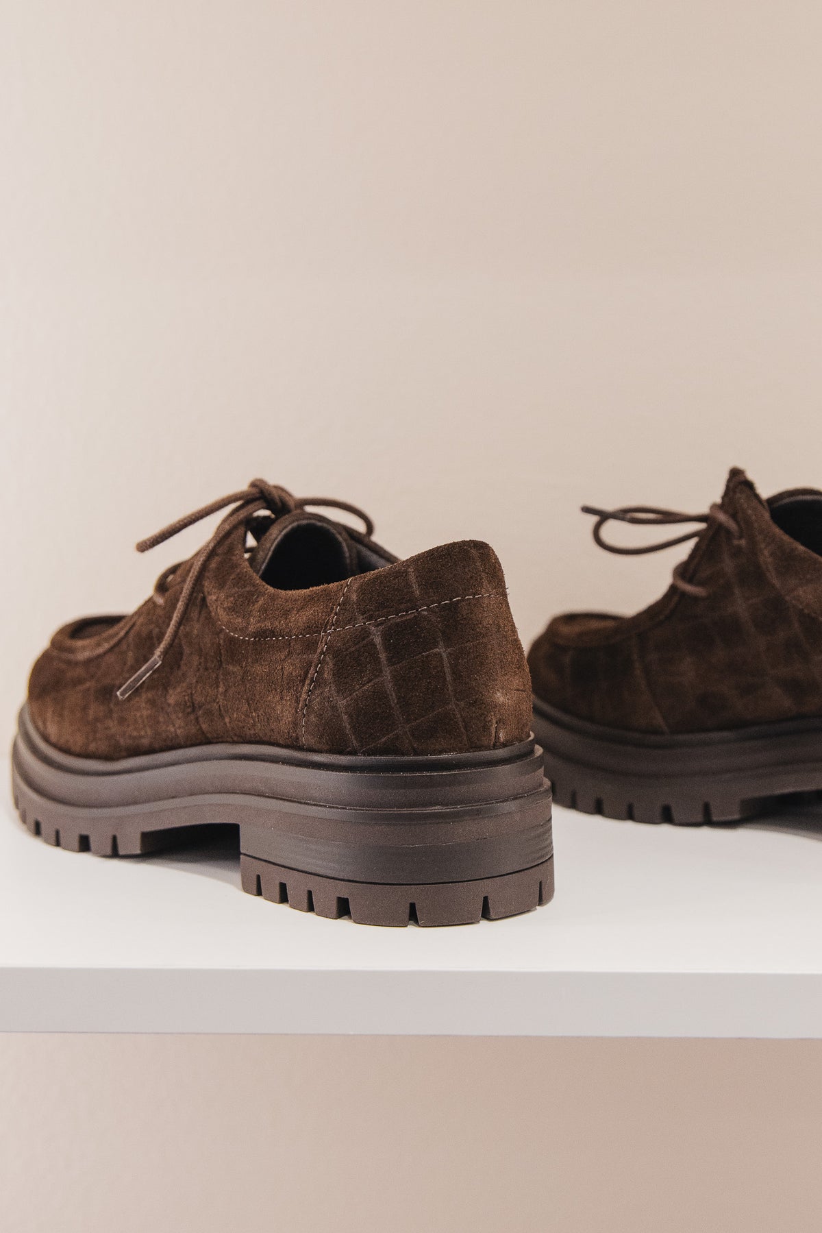 Sasha cuir velours croco marron