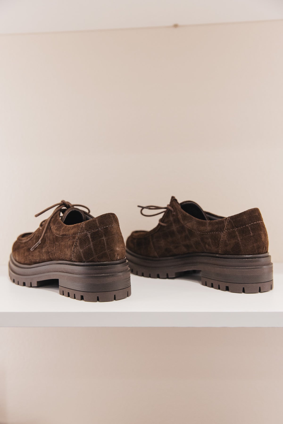 Sasha cuir velours croco marron