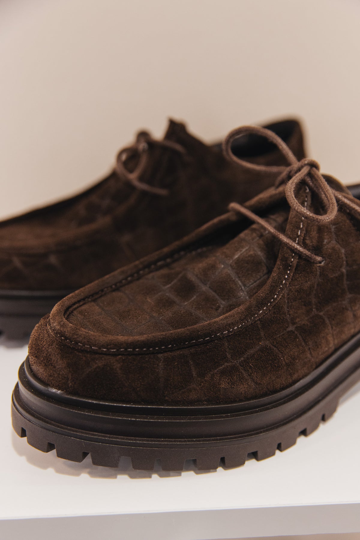 Sasha cuir velours croco marron