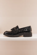 MY0014/07 Mocassins croco vernis noir