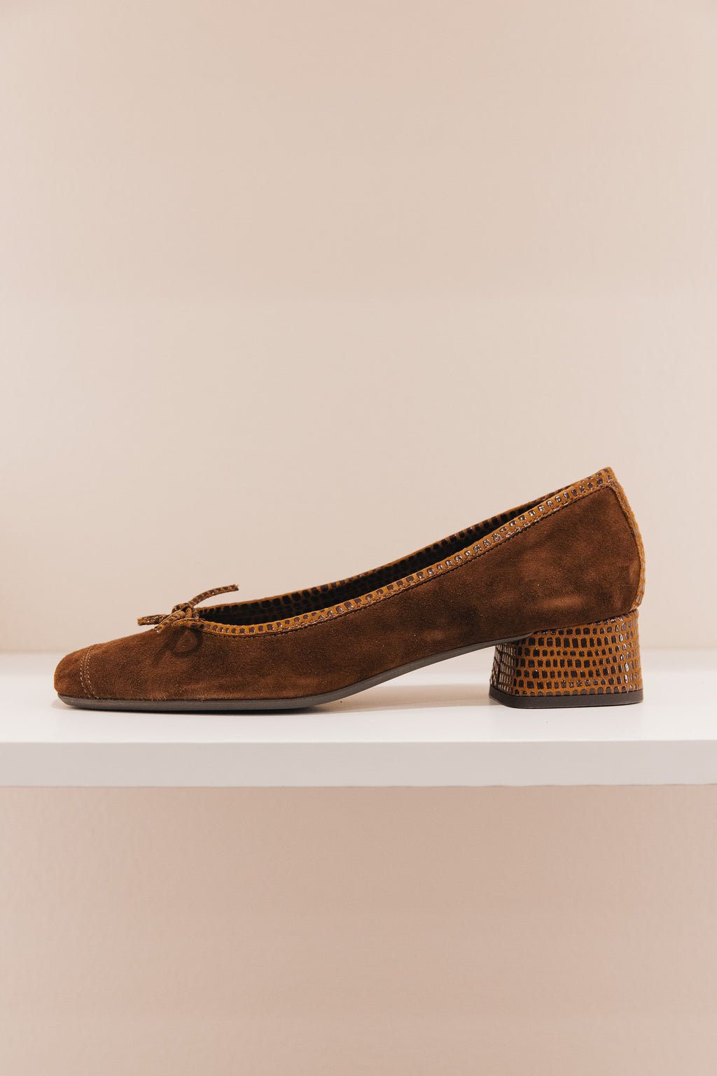 Kyriel cuir velours lézard cacao