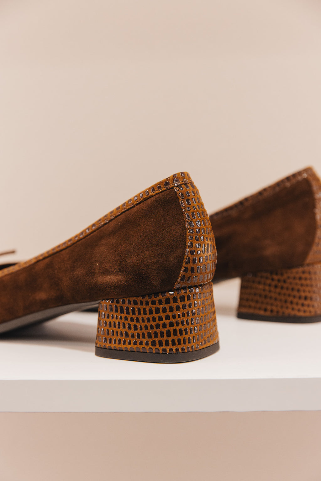 Kyriel cuir velours lézard cacao