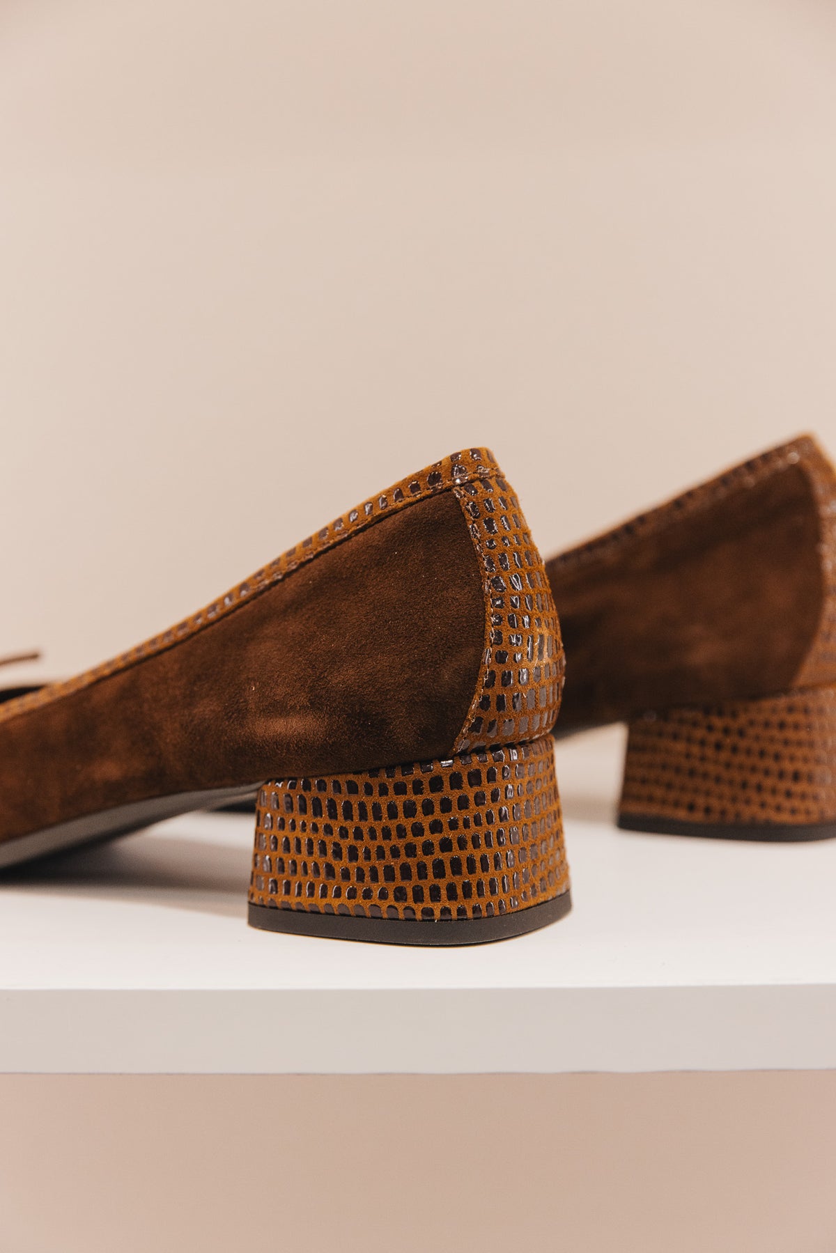 Kyriel cuir velours lézard cacao