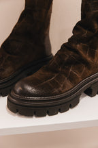 M112 Bottines en daim effet croco