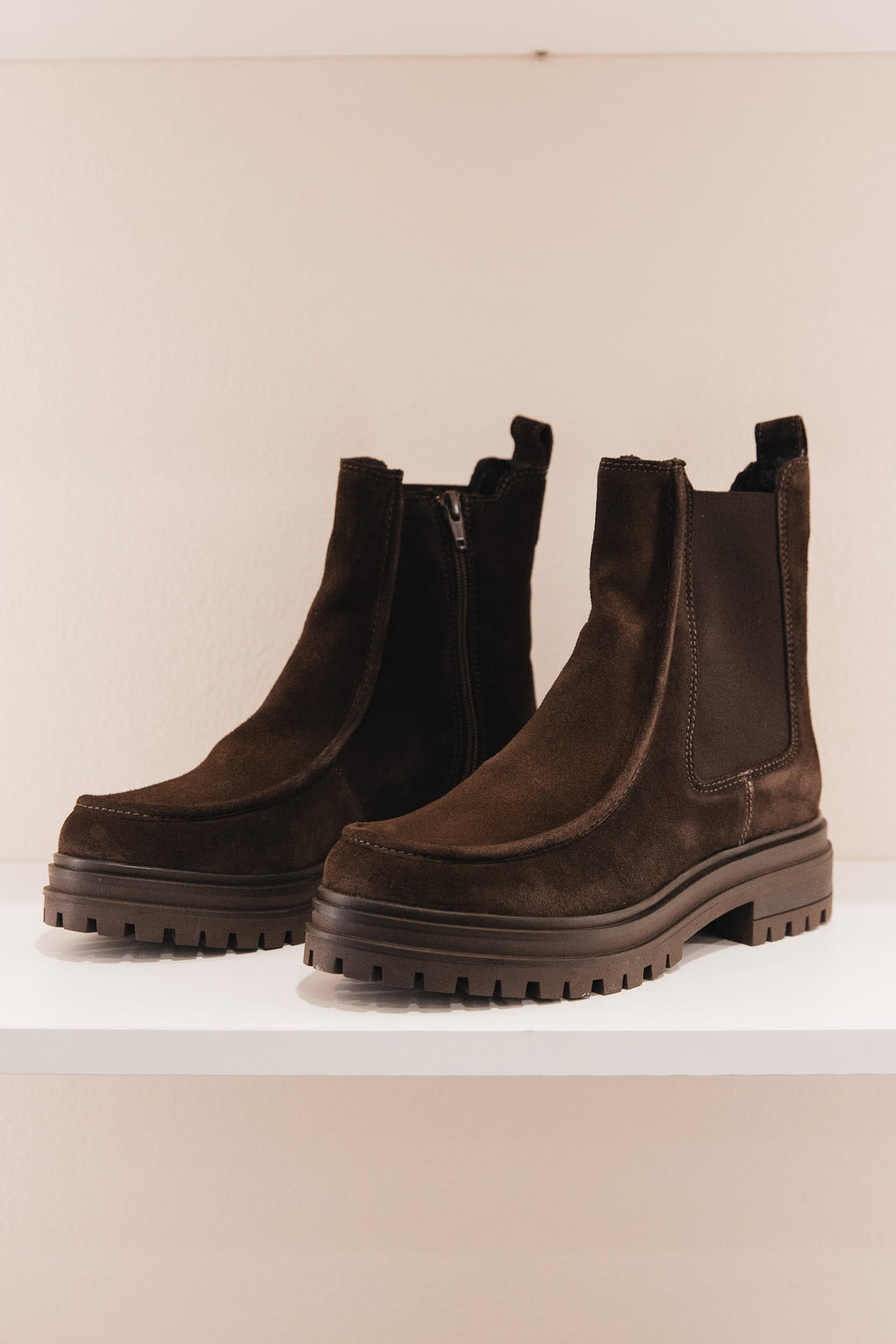 Selena cuir velours marron