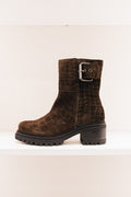 Shelly cuir velours croco marron