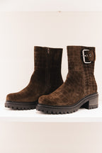 Shelly cuir velours croco marron