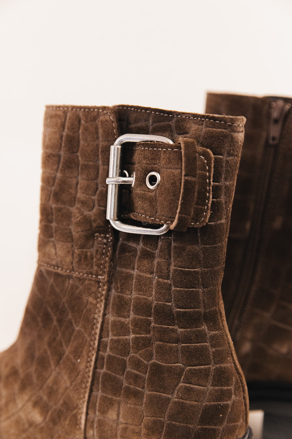 Shelly cuir velours croco marron