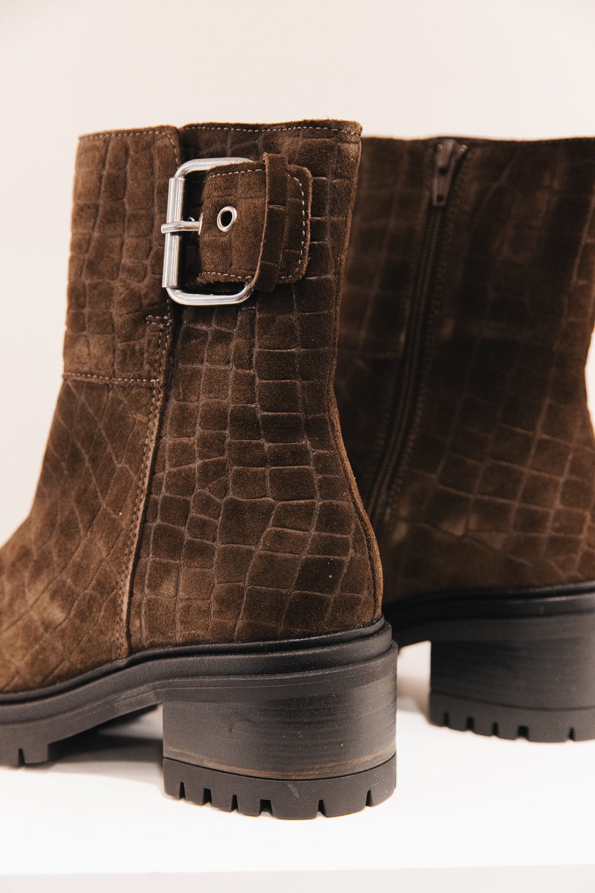 Shelly cuir velours croco marron