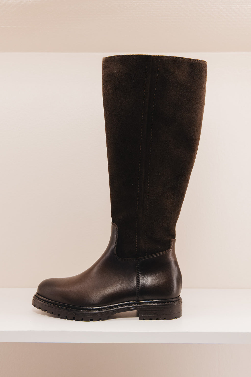 Evolene cuir/ cuir velours marron
