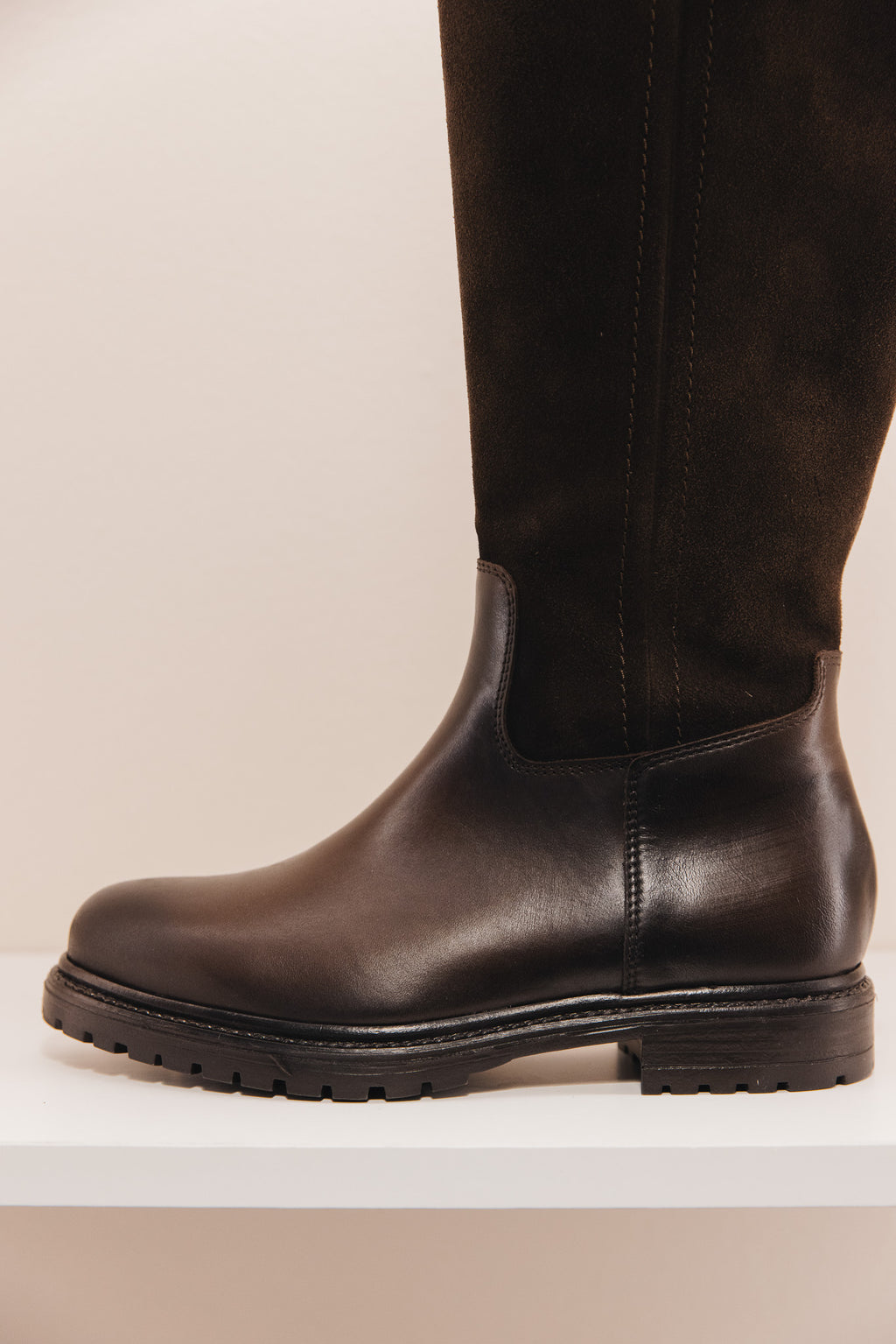 Evolene cuir/ cuir velours marron