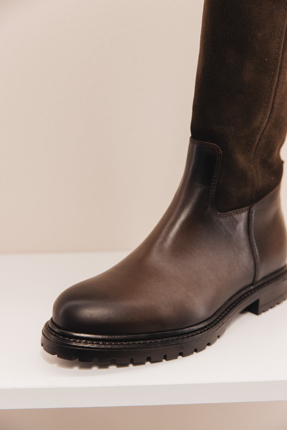 Evolene cuir/ cuir velours marron