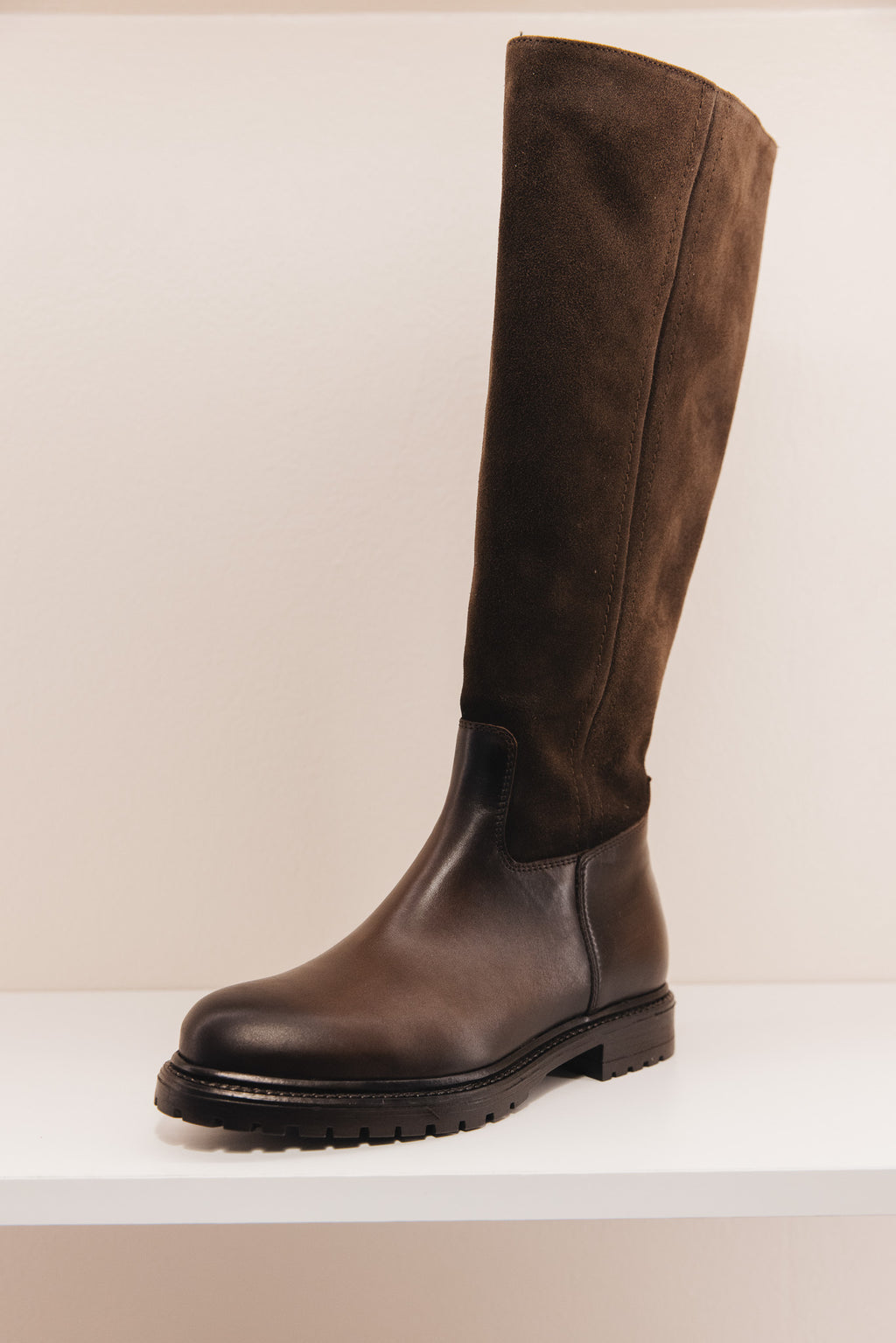 Evolene cuir/ cuir velours marron