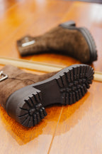 Shelly cuir velours croco marron