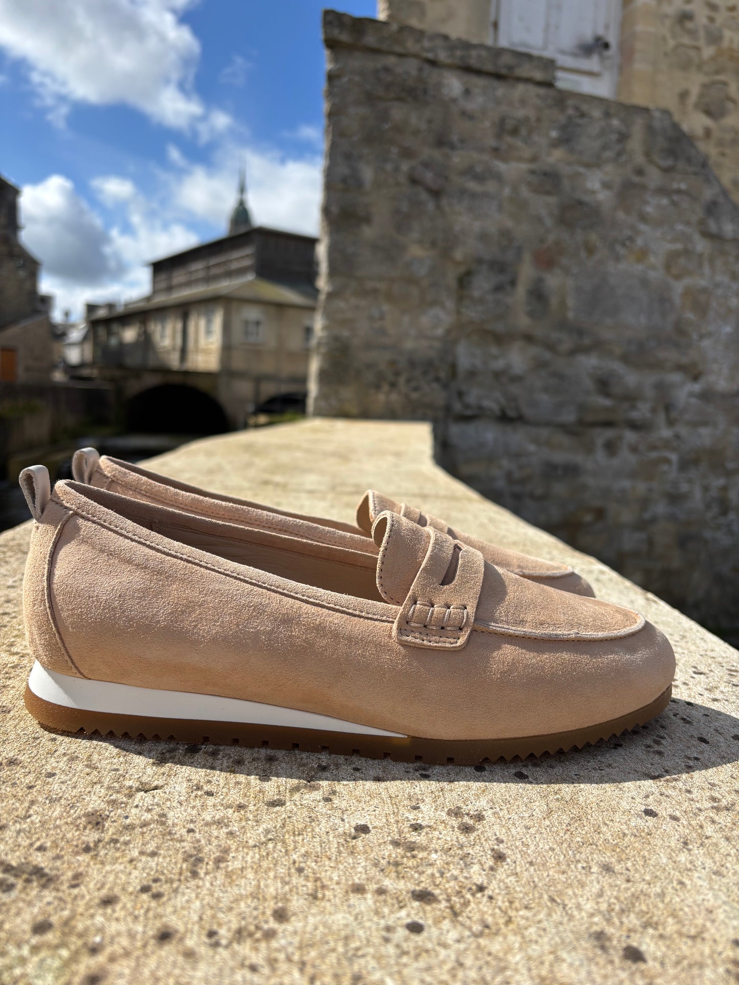 BARBADE CUIR VELOURS NUDE