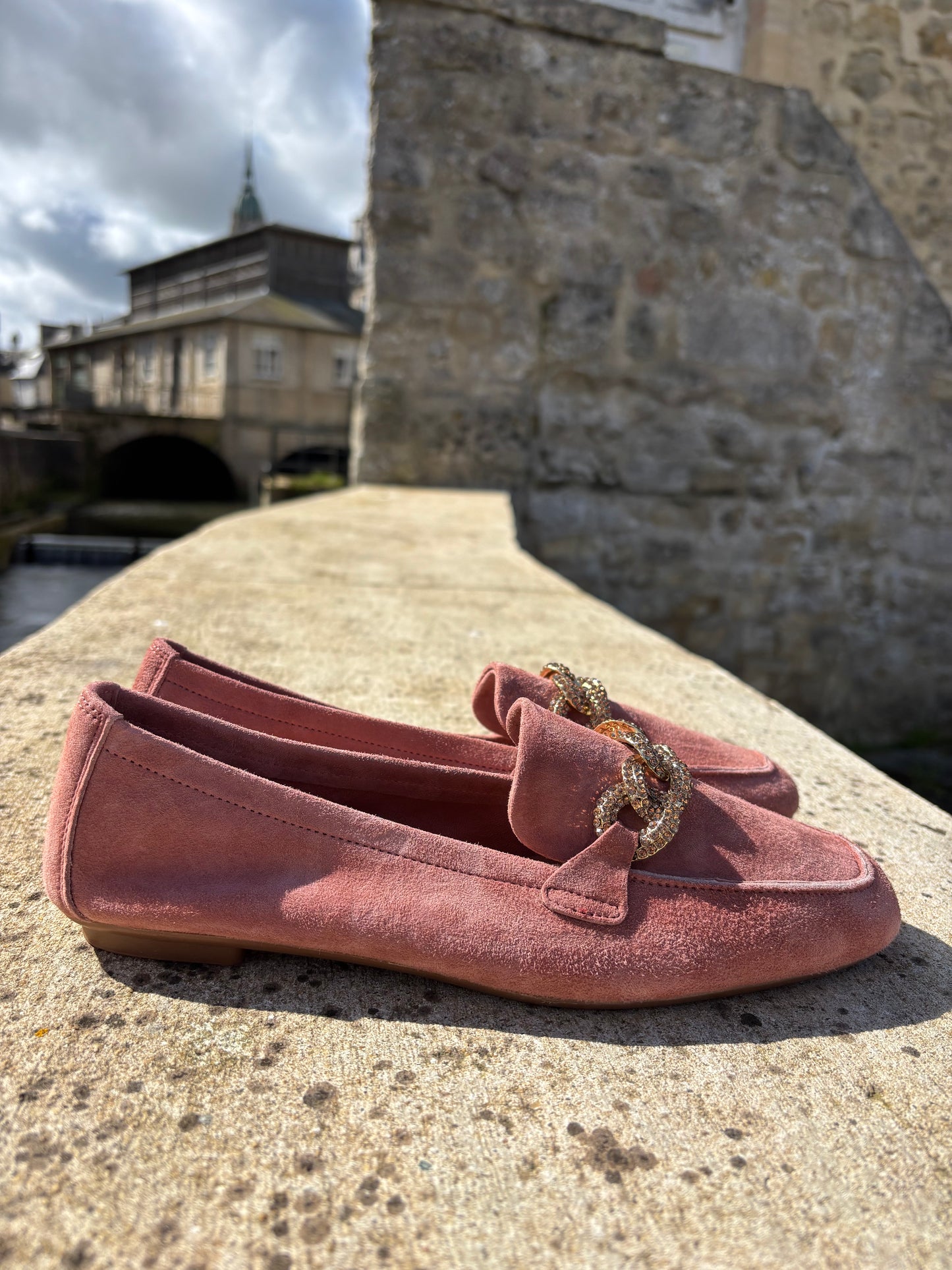HOLDING CUIR VELOURS ANTIC ROSE